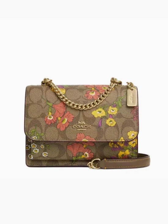 Coach Handbags - NWT Coach Mini Klare Crossbody Signature Canvas w/ Floral Print,Khaki Multi/Gold
